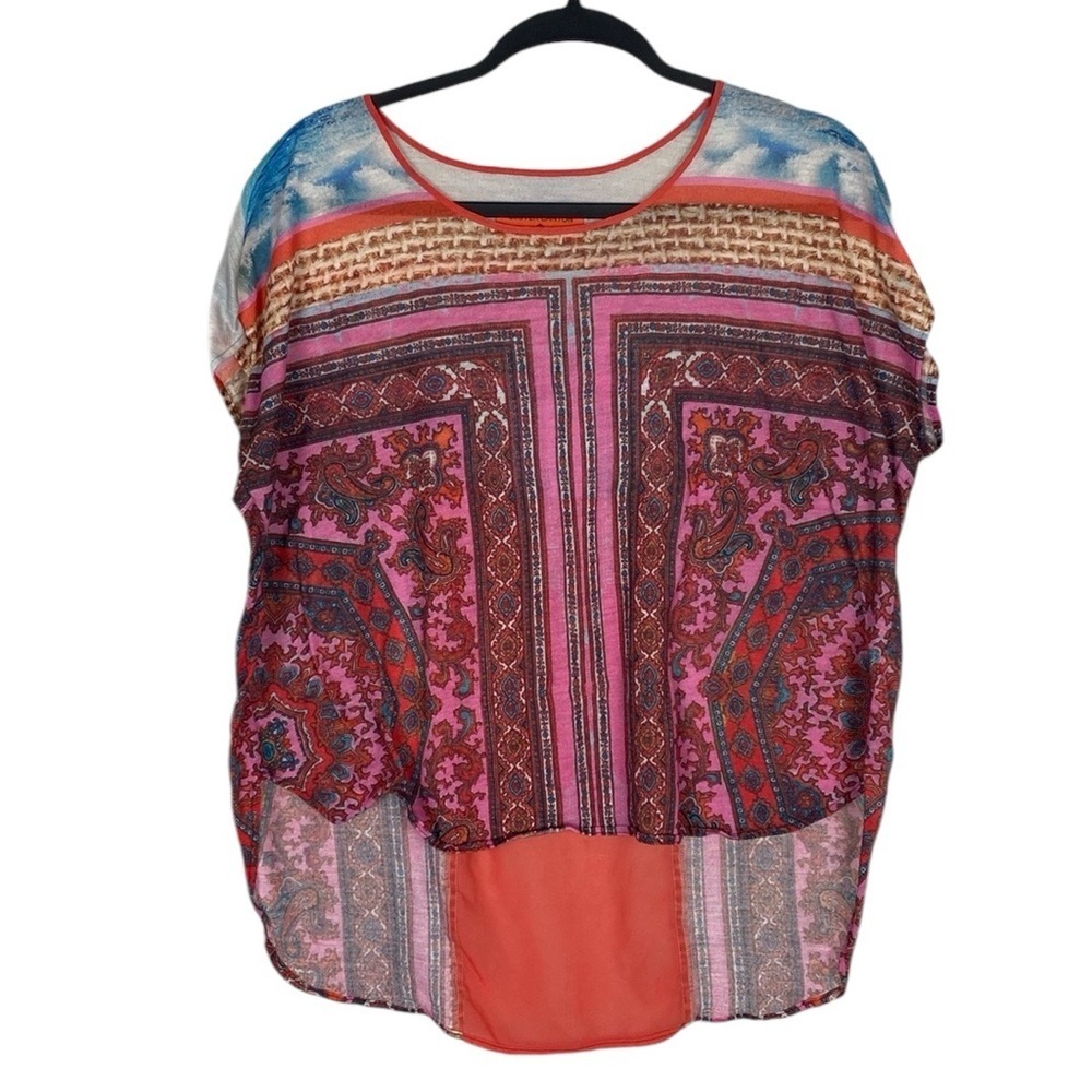 Clover Canyon printed multicolor sheer panel top